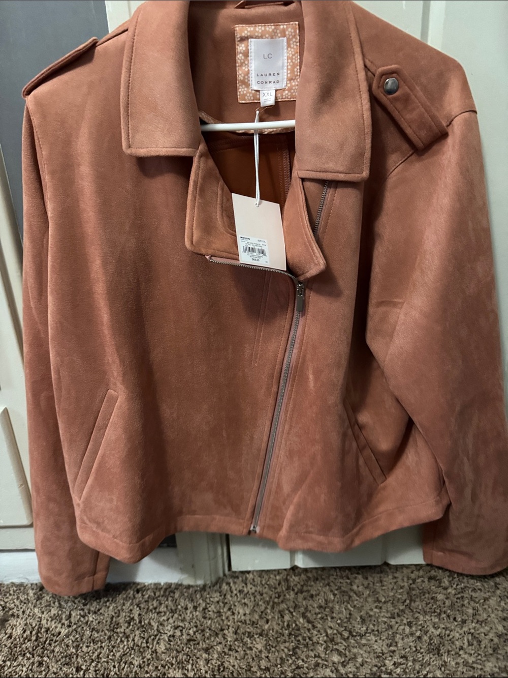 LC Lauren Conrad Soft Clay Suede Moto Jacket